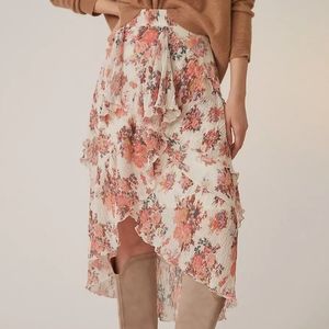 Anthropologie Let Me Be Ruffled Midi Skirt